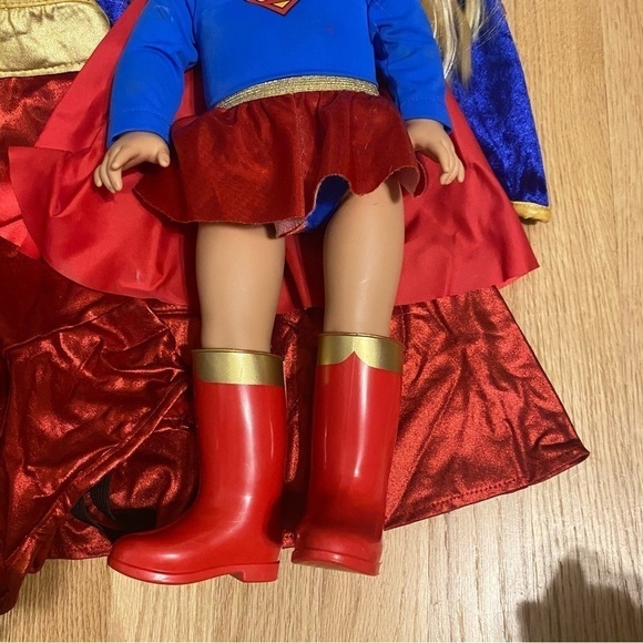 Super Girl Costume Medium W/ Matching Doll & Outfit Halloween Red Blue Dress - Picture 4 of 10